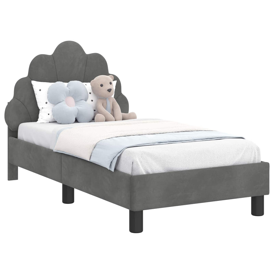 Peuterbedframe met hoofdbord Donkergrijs 70 x 140 cm Fluweel