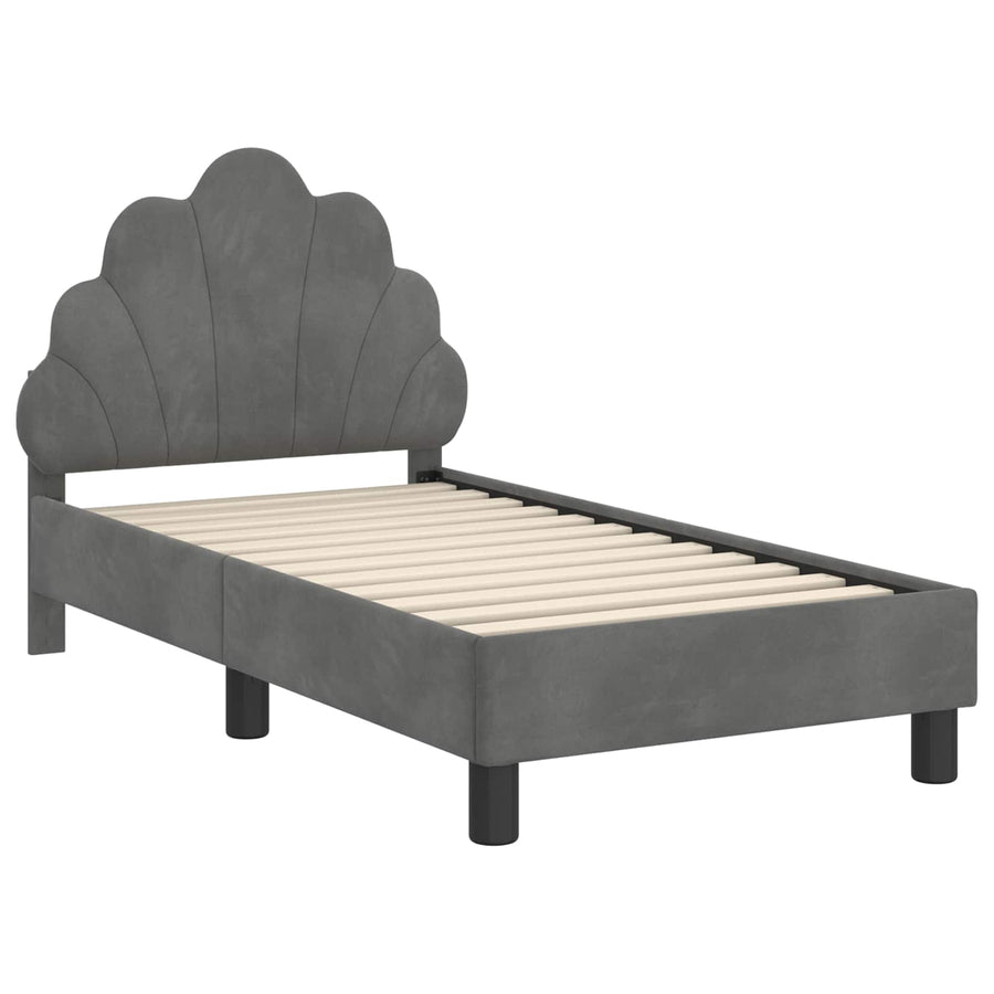 Peuterbedframe met hoofdbord Donkergrijs 70 x 140 cm Fluweel
