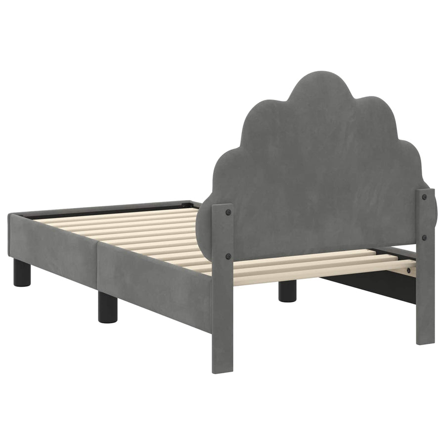 Peuterbedframe met hoofdbord Donkergrijs 70 x 140 cm Fluweel