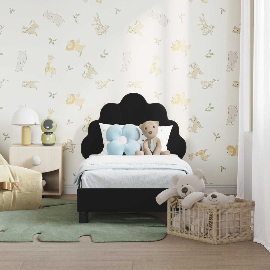 Peuterbedframe met hoofdbord Zwart 70 x 140 cm Fluweel