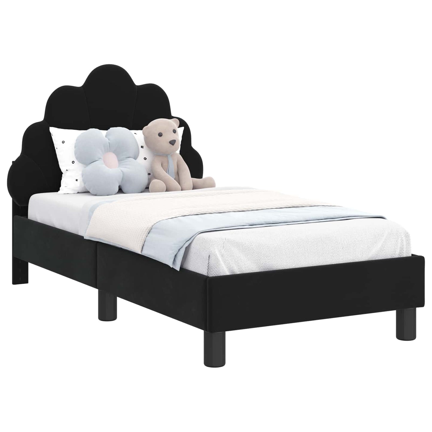 Peuterbedframe met hoofdbord Zwart 70 x 140 cm Fluweel