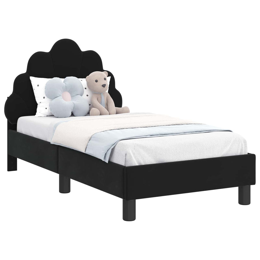 Peuterbedframe met hoofdbord Zwart 70 x 140 cm Fluweel