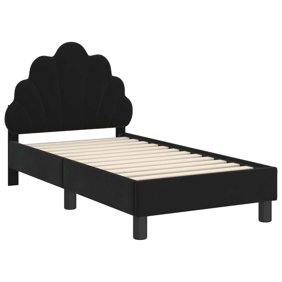 Peuterbedframe met hoofdbord Zwart 70 x 140 cm Fluweel