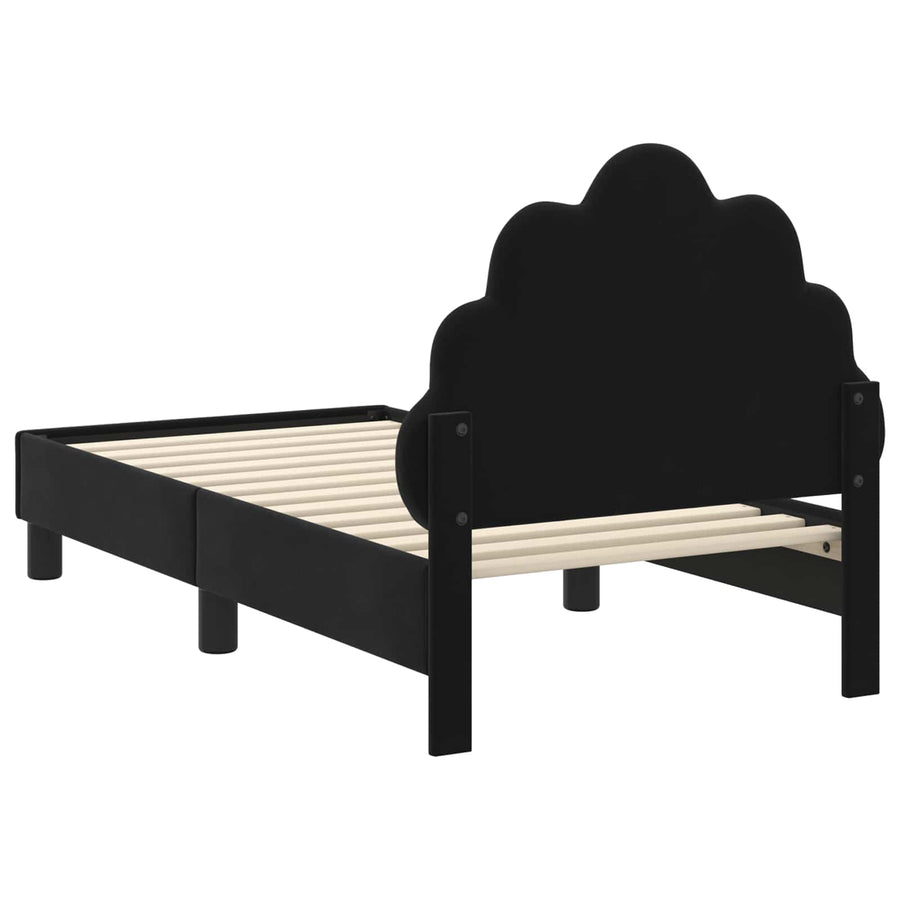 Peuterbedframe met hoofdbord Zwart 70 x 140 cm Fluweel