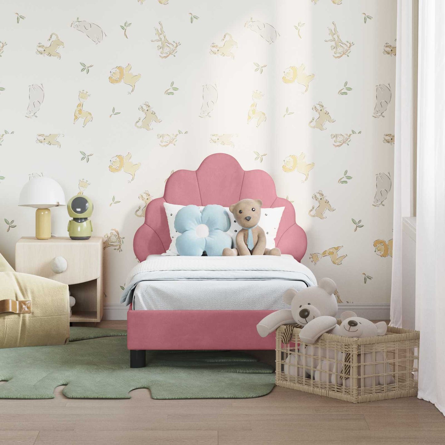 Peuterbedframe met hoofdbord Roze 70 x 140 cm Fluweel