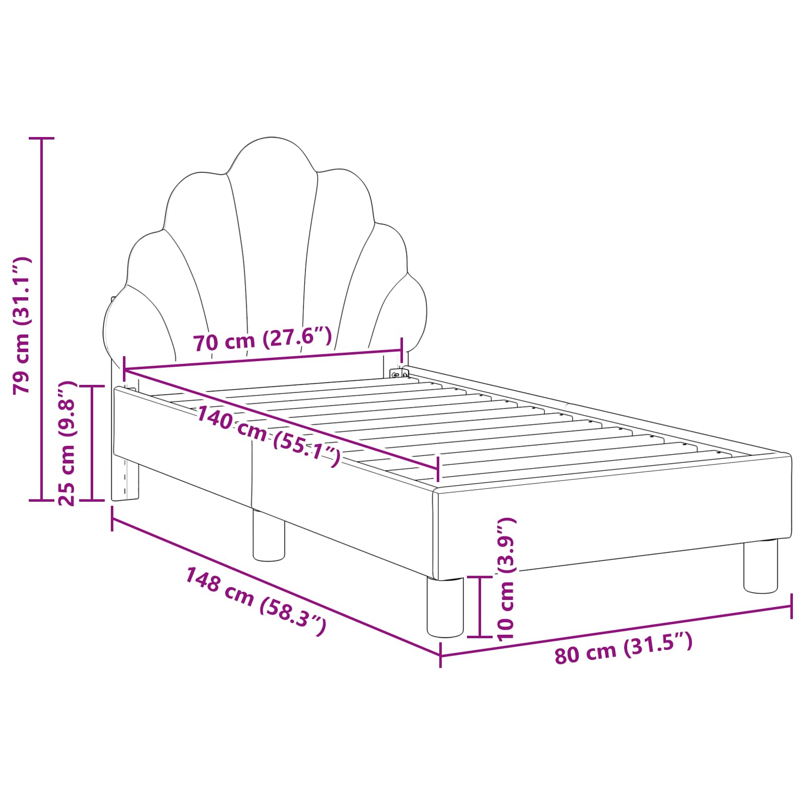 Peuterbedframe met hoofdbord Roze 70 x 140 cm Fluweel