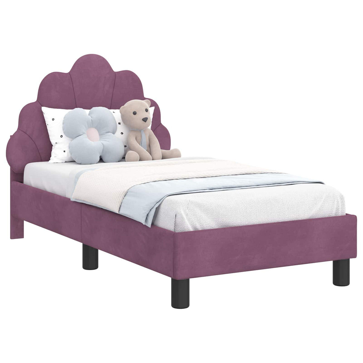Peuterbedframe met hoofdbord Paars 70 x 140 cm Fluweel