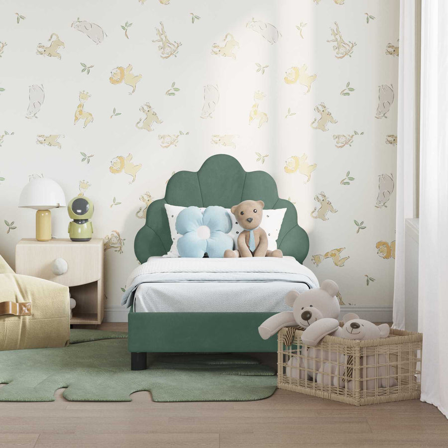 Peuterbedframe met hoofdbord Zeegroen 70 x 140 cm Fluweel