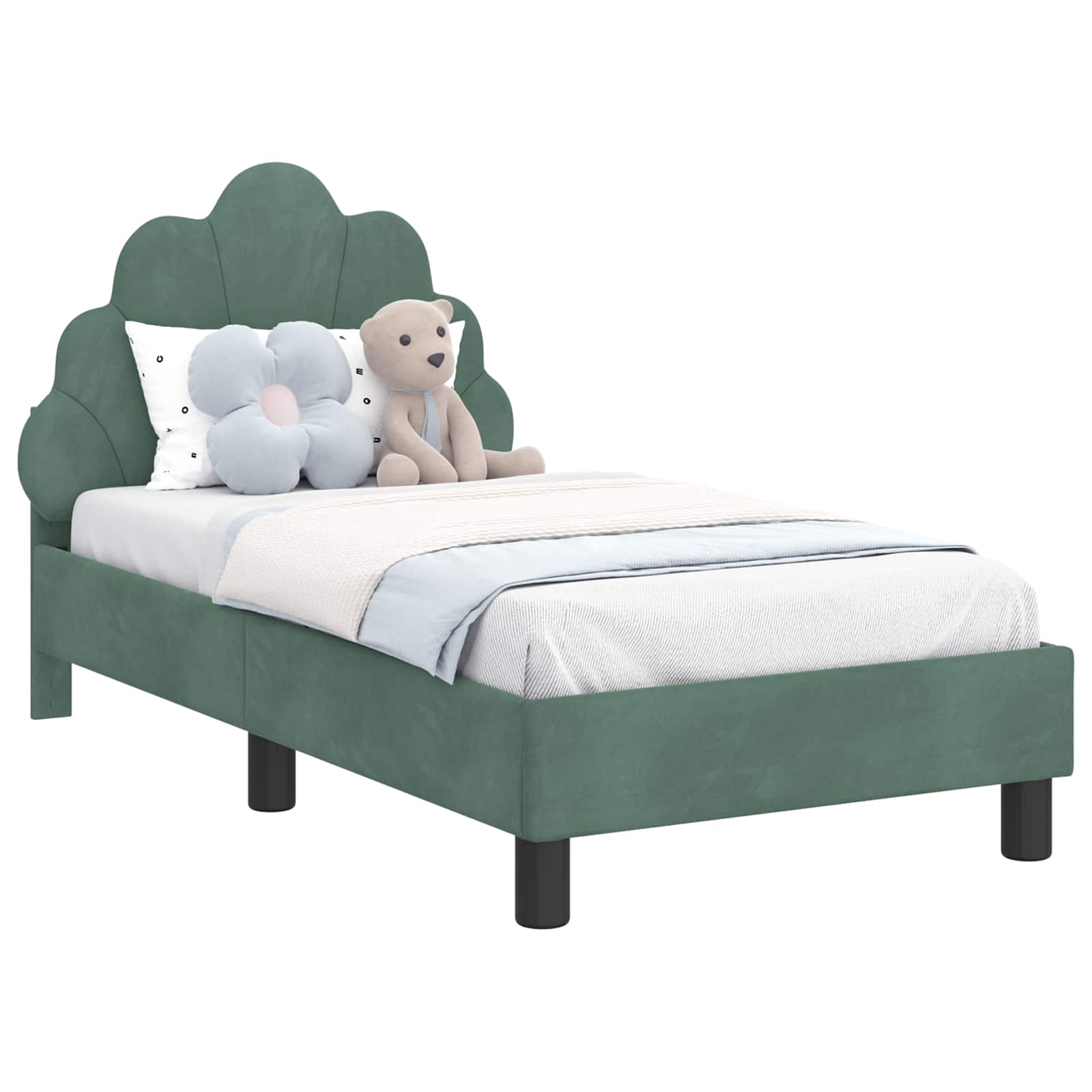 Peuterbedframe met hoofdbord Zeegroen 70 x 140 cm Fluweel
