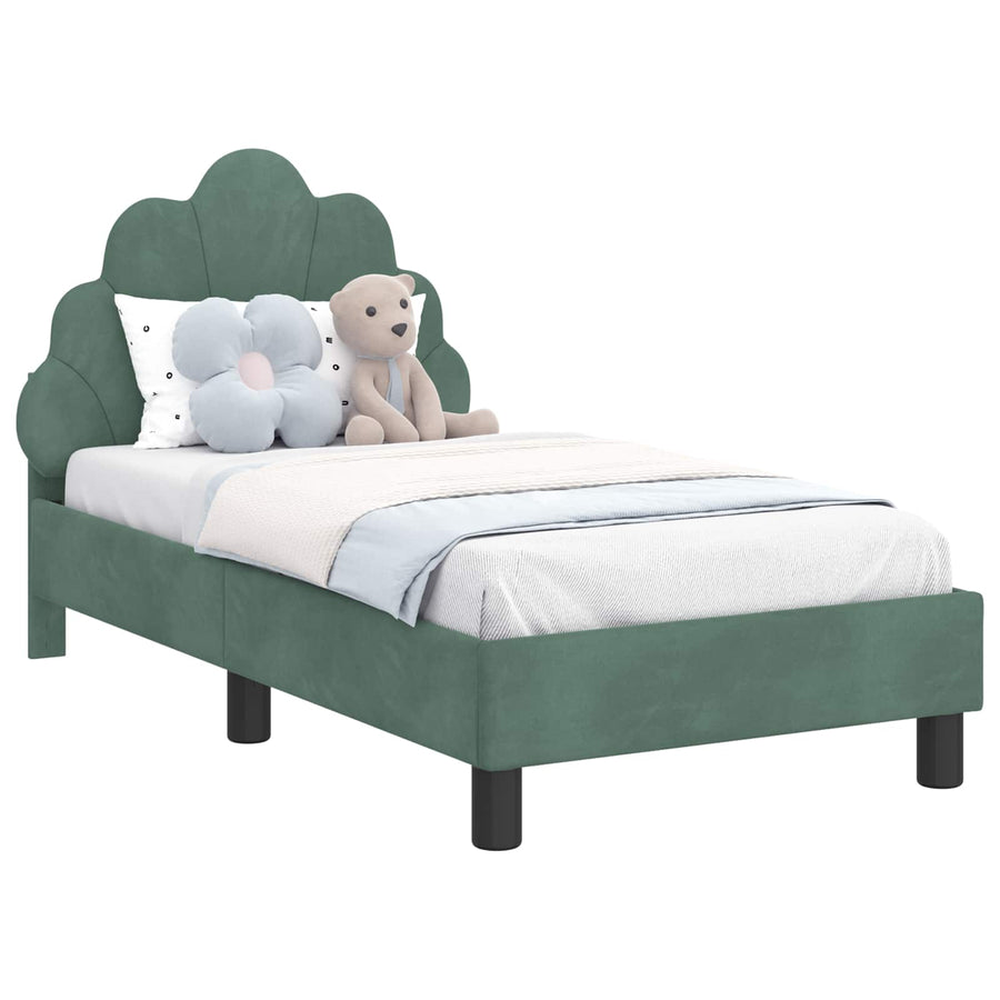 Peuterbedframe met hoofdbord Zeegroen 70 x 140 cm Fluweel