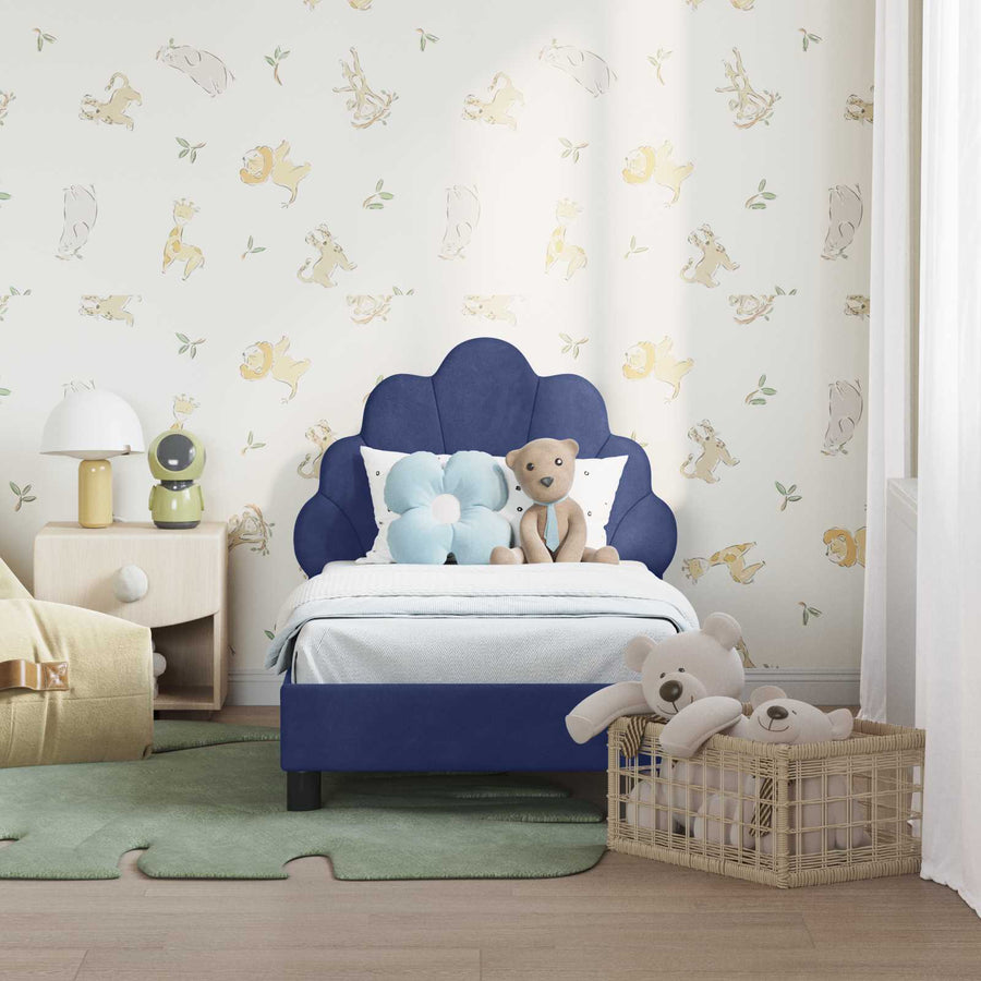 Peuterbedframe met hoofdbord Politieblauw 70 x 140 cm Fluweel