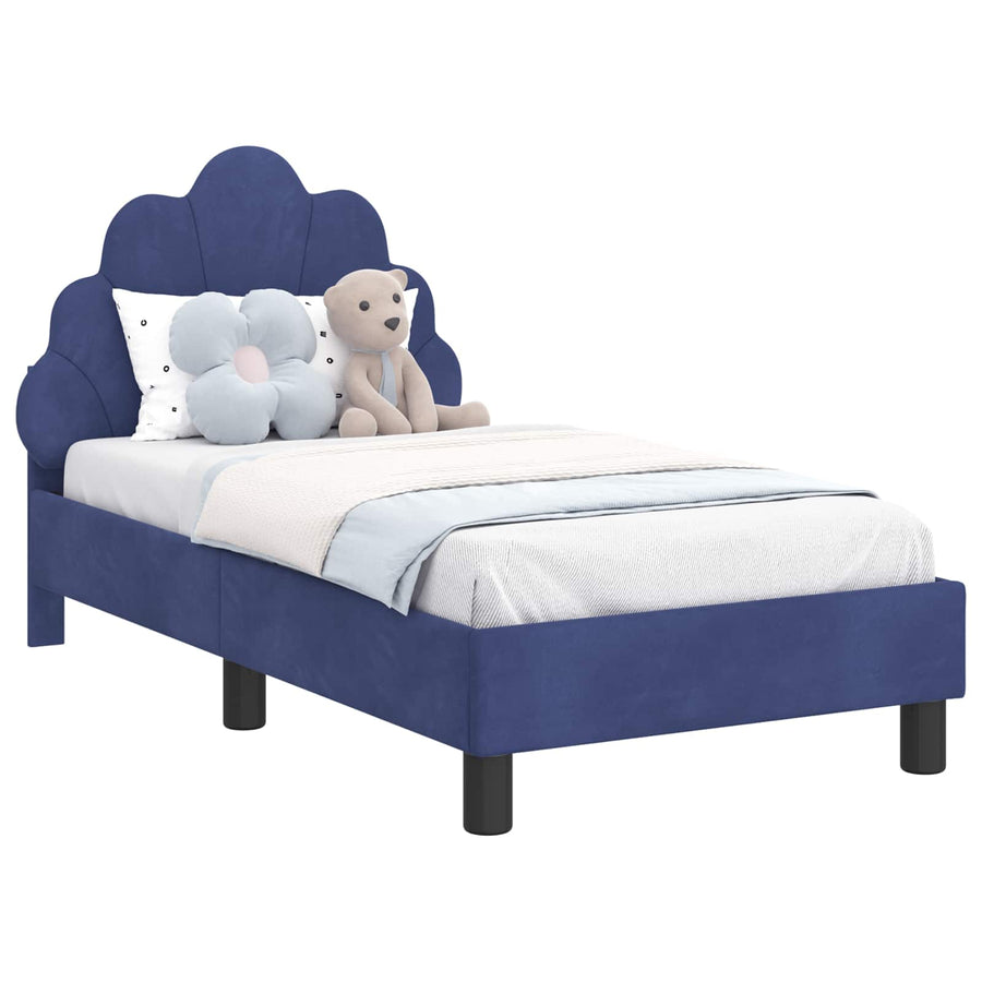 Peuterbedframe met hoofdbord Politieblauw 70 x 140 cm Fluweel