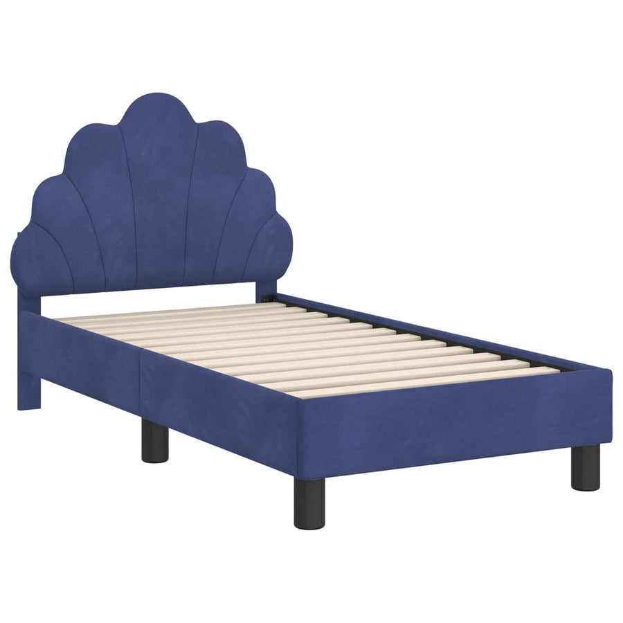 Peuterbedframe met hoofdbord Politieblauw 70 x 140 cm Fluweel