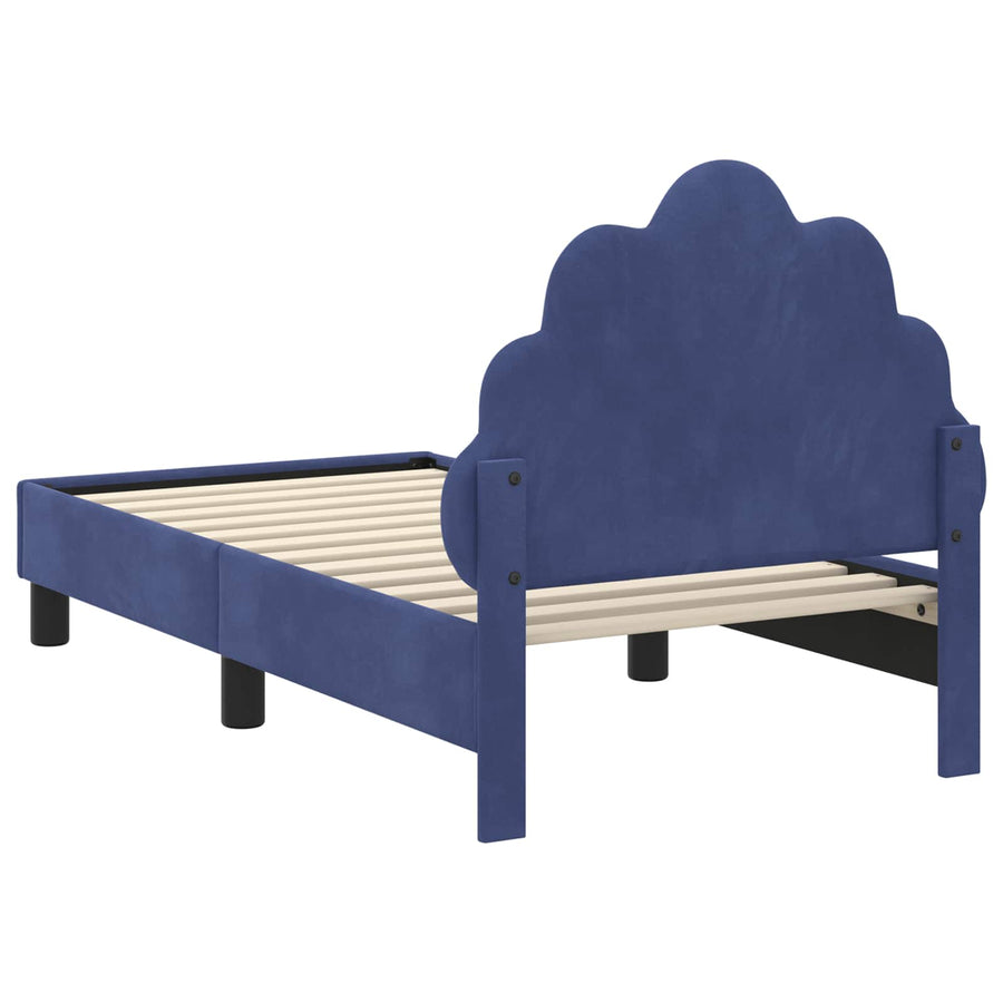 Peuterbedframe met hoofdbord Politieblauw 70 x 140 cm Fluweel