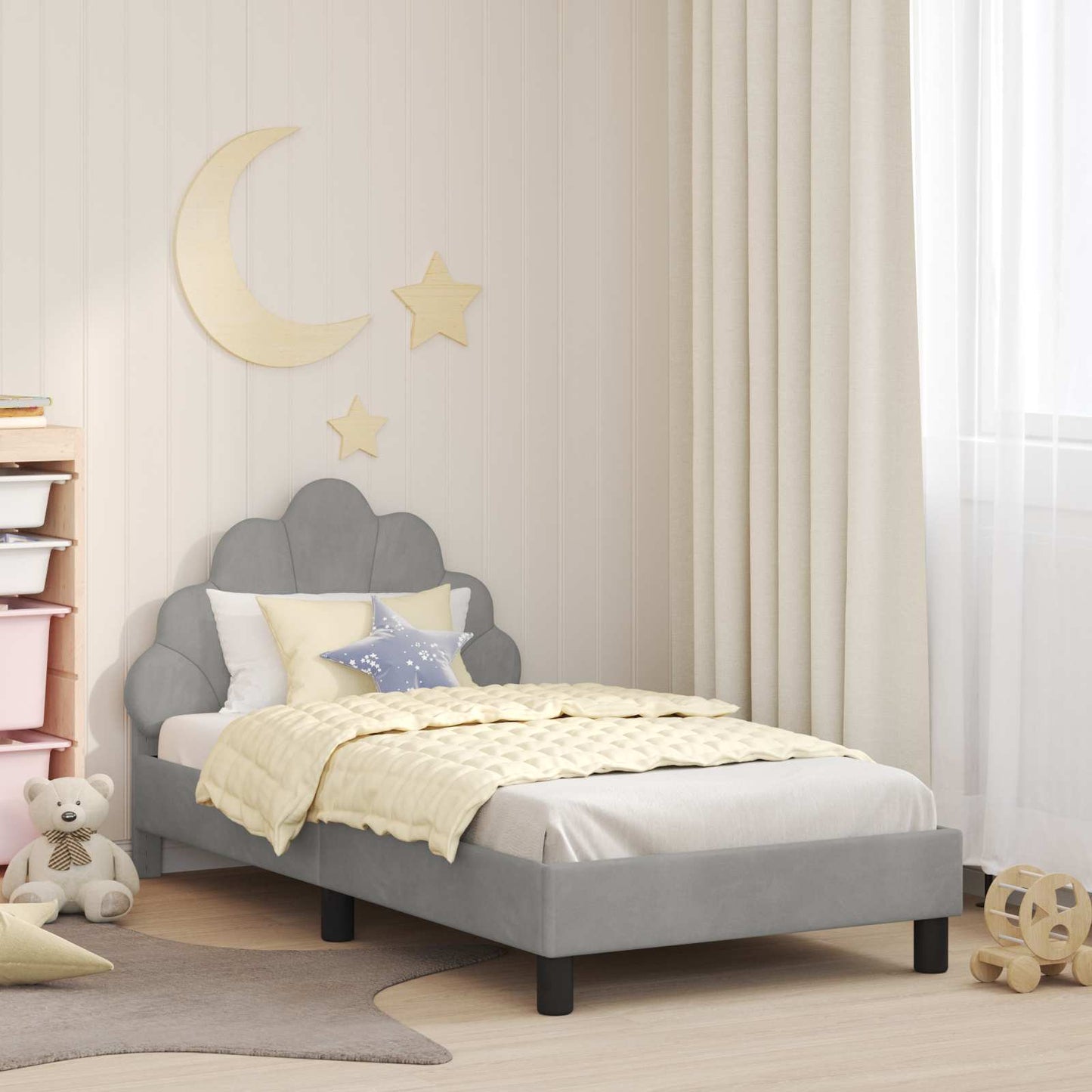 Bedframe voor kinderen met hoofdbord Lichtgrijs 80 x 160 cm