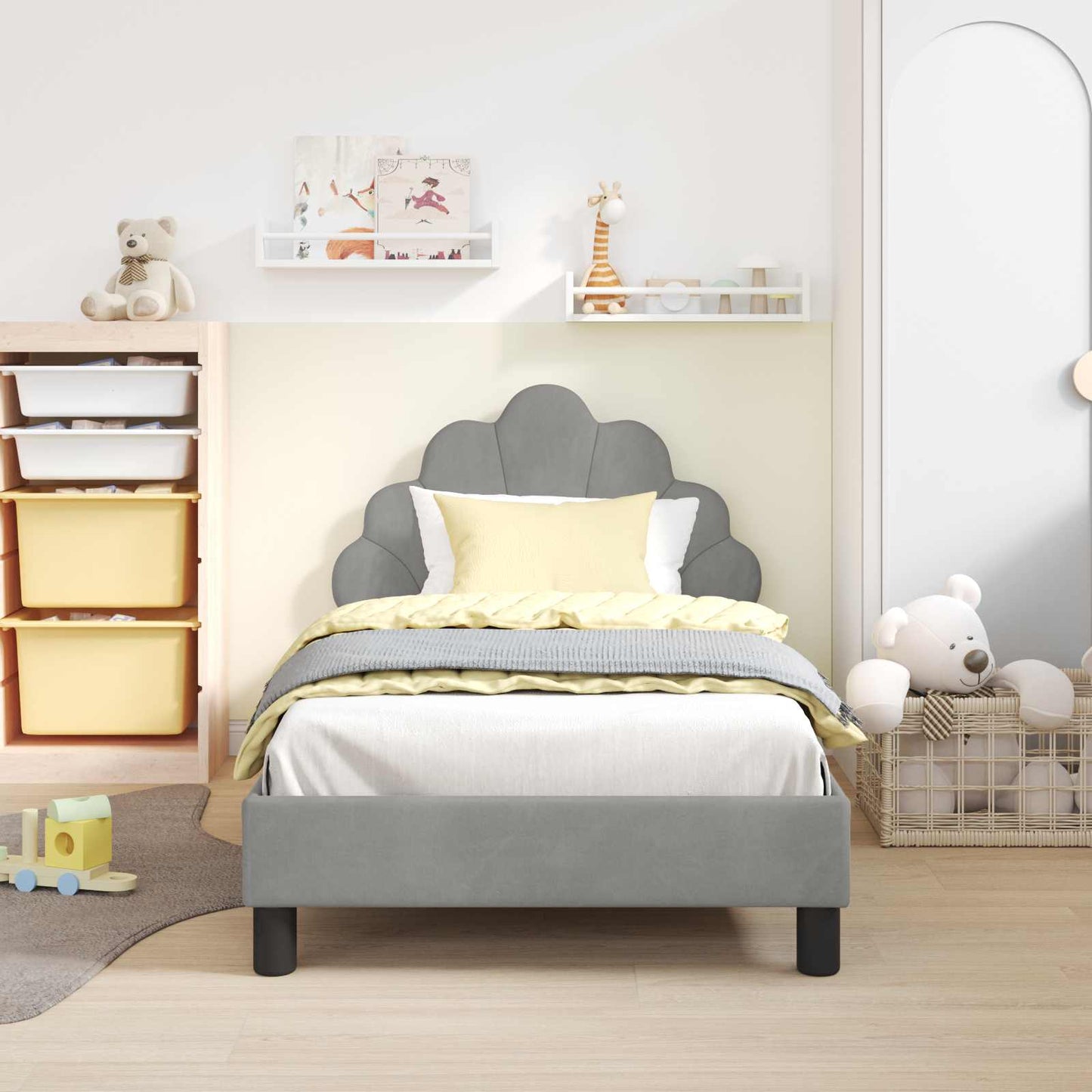 Bedframe voor kinderen met hoofdbord Lichtgrijs 80 x 160 cm