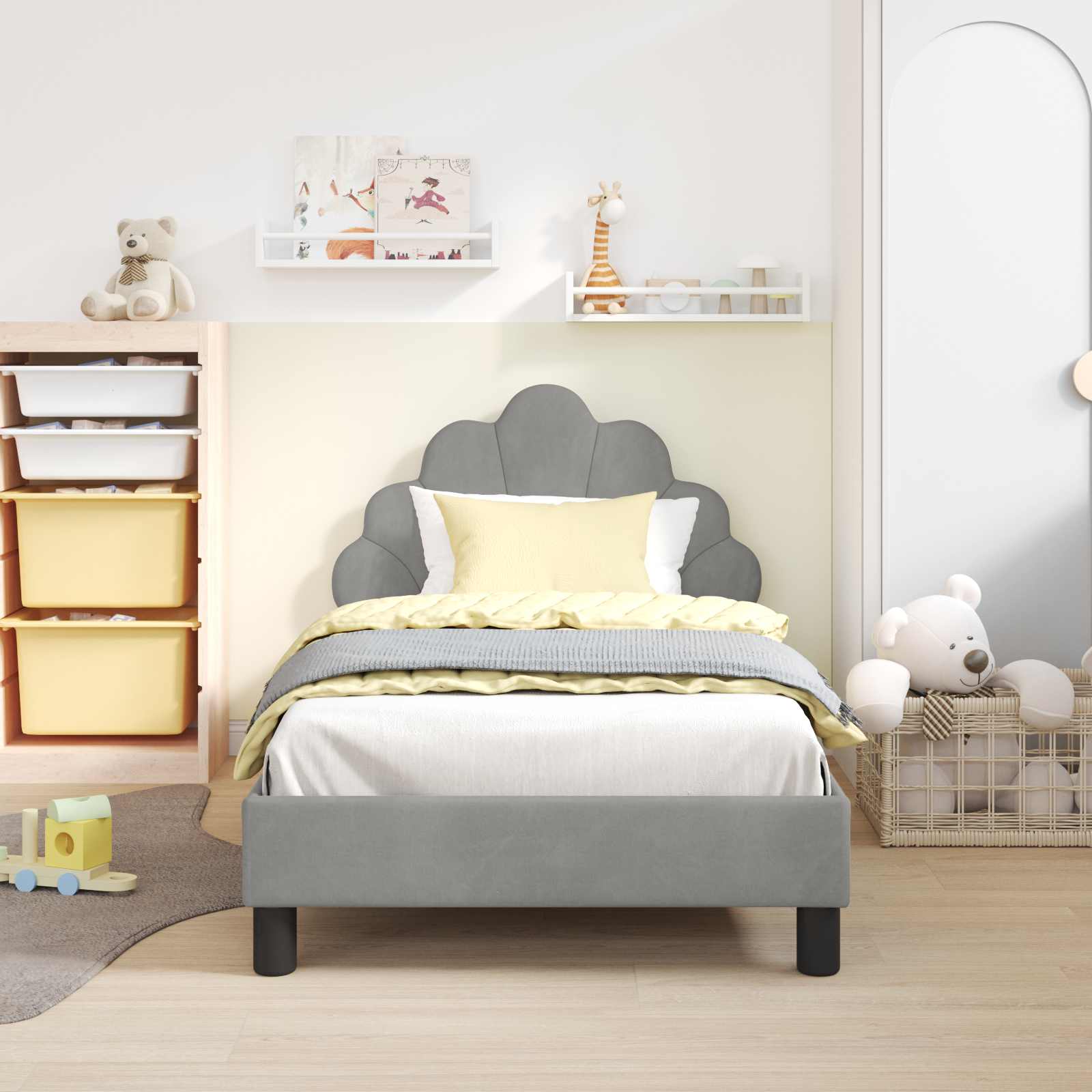 Bedframe voor kinderen met hoofdbord Lichtgrijs 80 x 160 cm