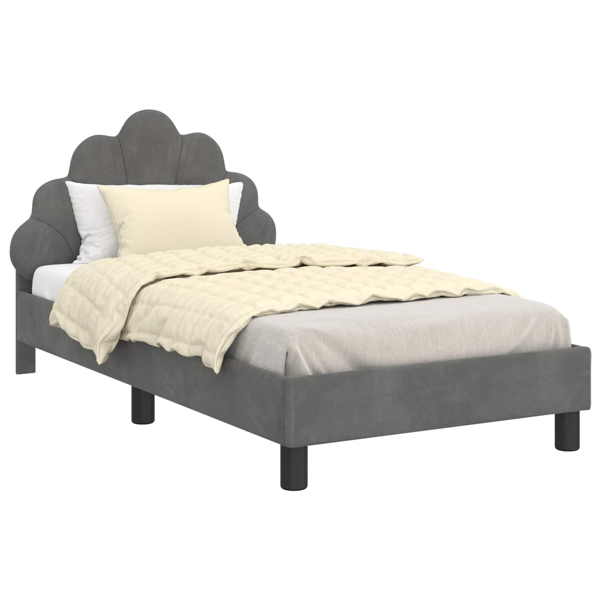 Bedframe voor kinderen met hoofdbord Donkergrijs 80 x 160 cm