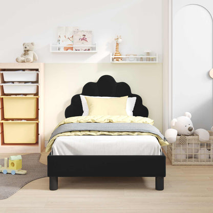 Bedframe voor kinderen met hoofdbord Zwart 80 x 160 cm Fluweel