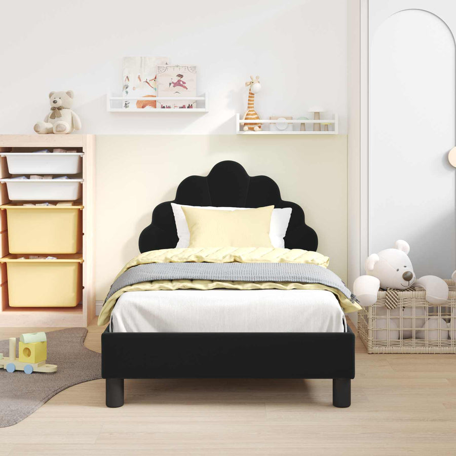 Bedframe voor kinderen met hoofdbord Zwart 80 x 160 cm Fluweel