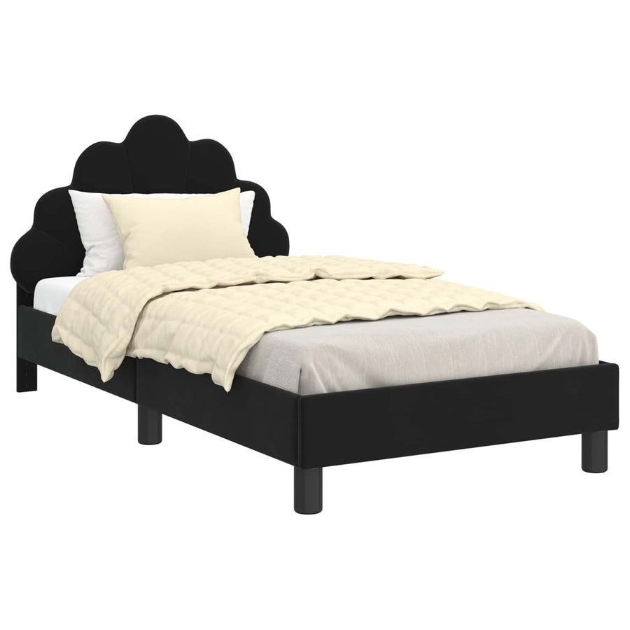 Bedframe voor kinderen met hoofdbord Zwart 80 x 160 cm Fluweel