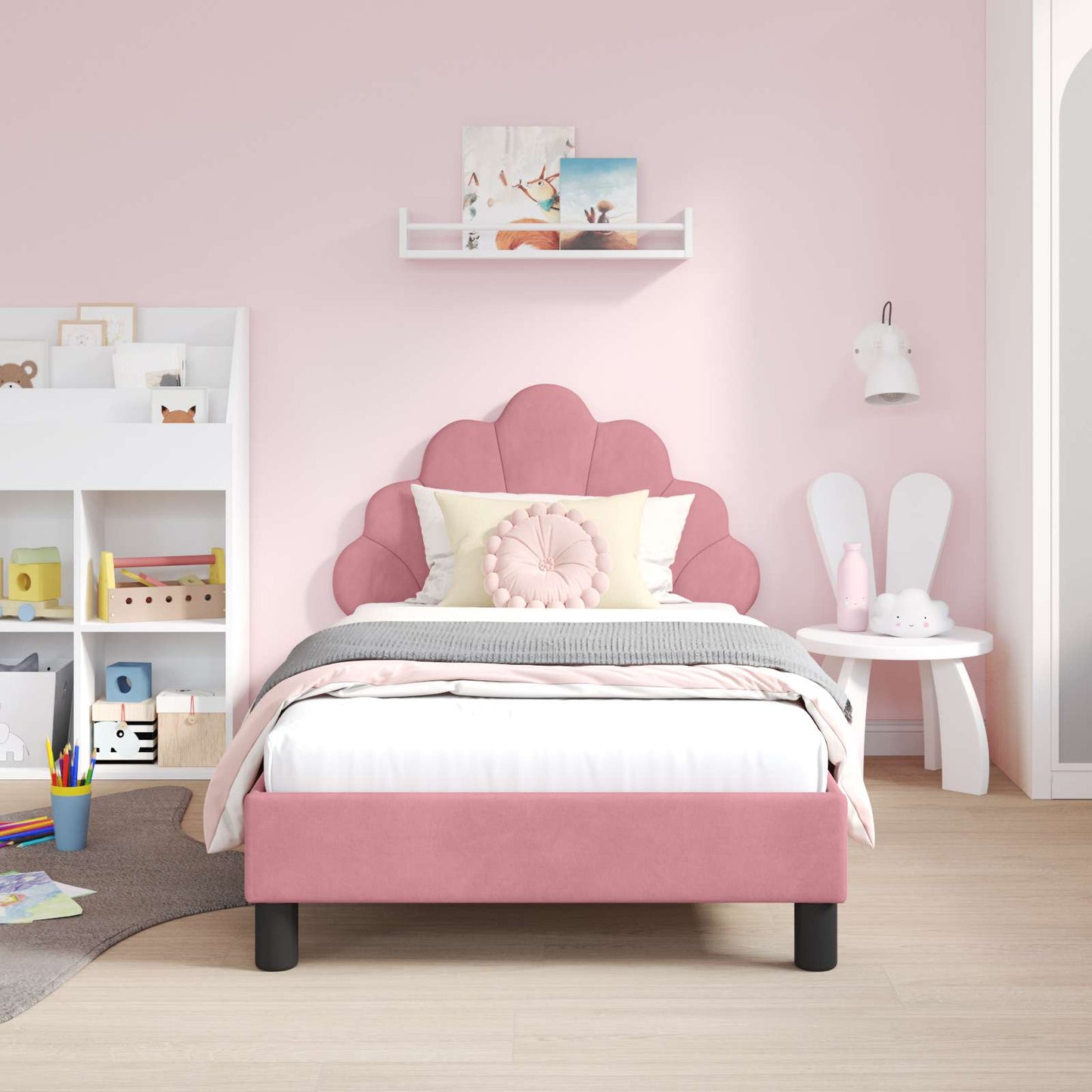 Bedframe voor kinderen met hoofdbord Roze 80 x 160 cm Fluweel
