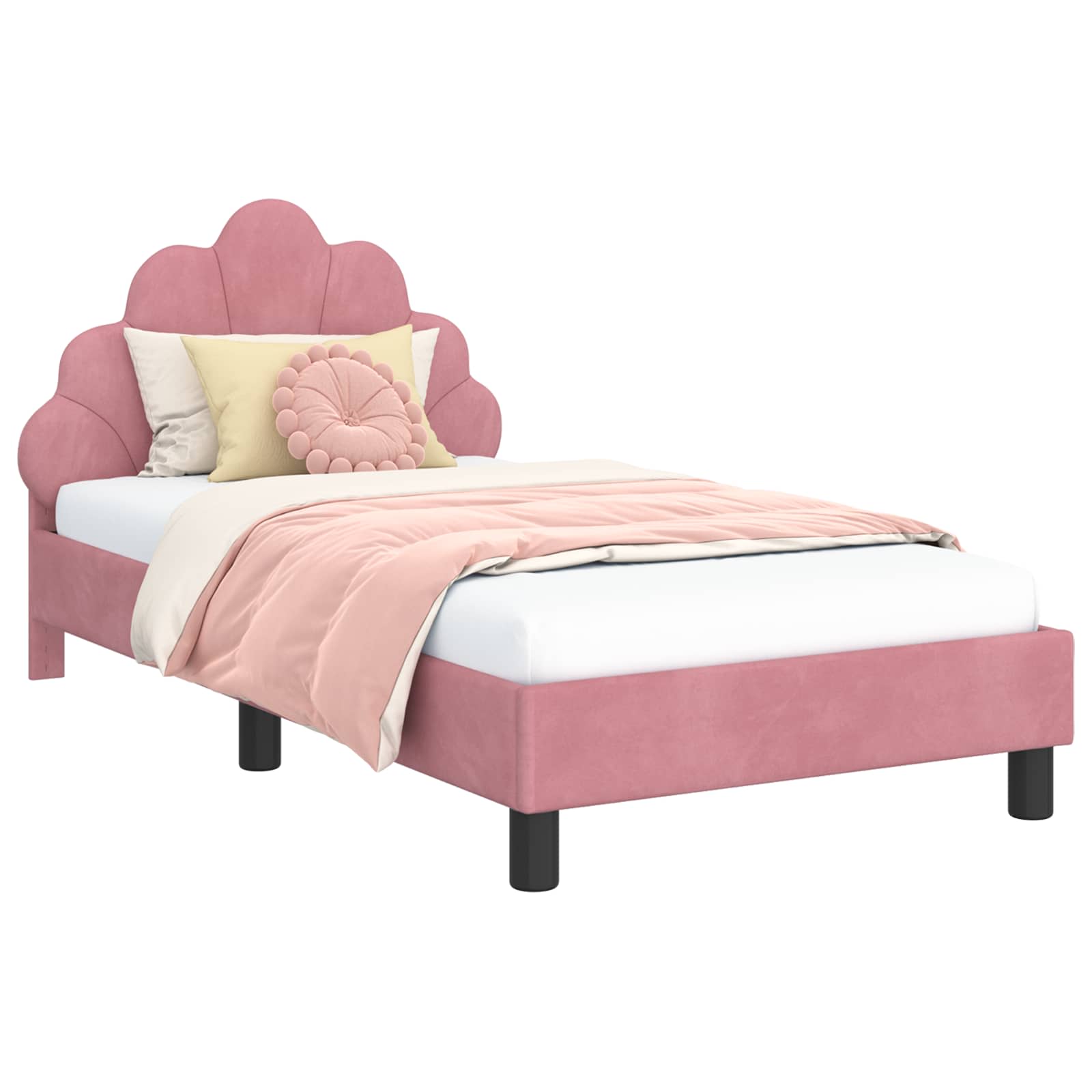 Bedframe voor kinderen met hoofdbord Roze 80 x 160 cm Fluweel