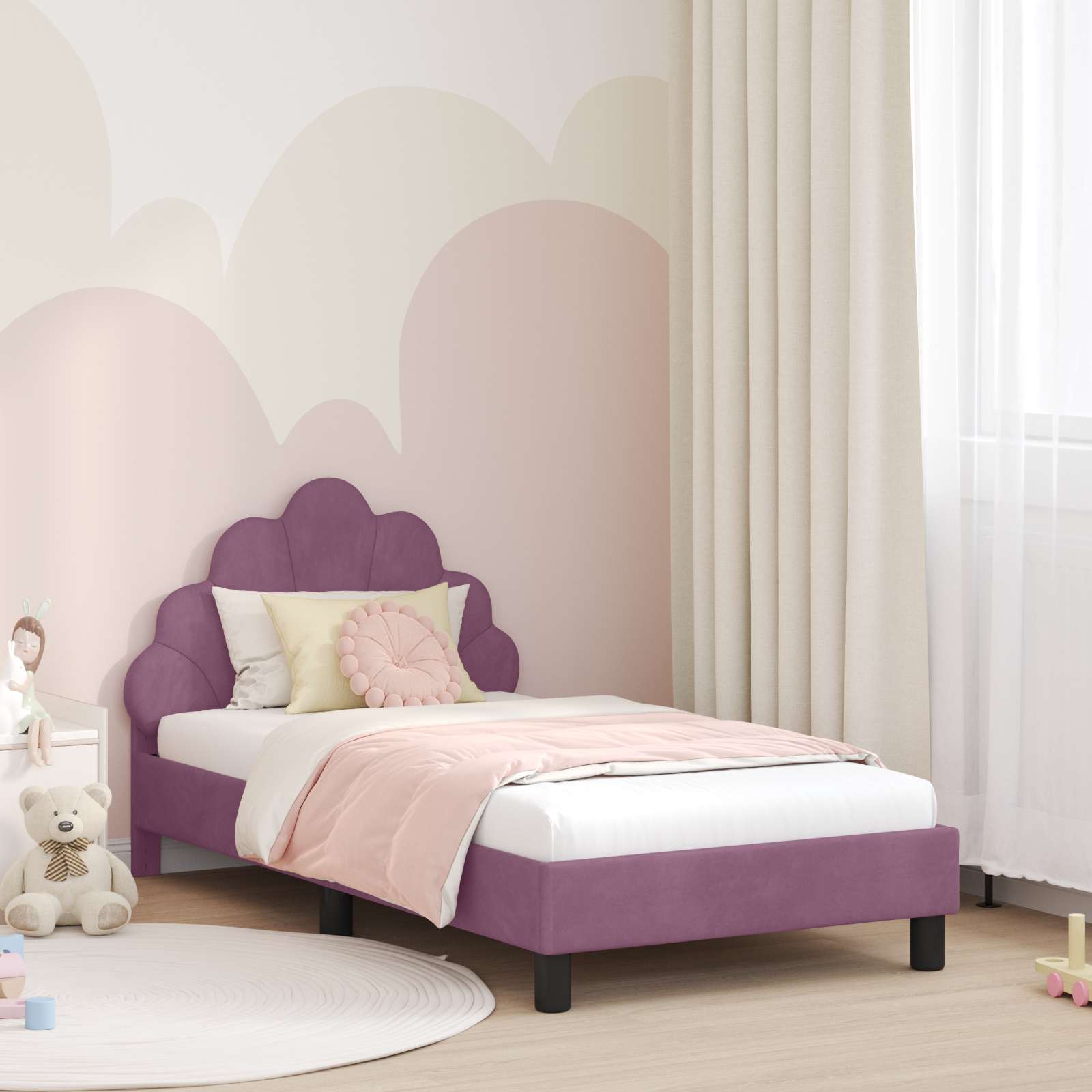 Bedframe voor kinderen met hoofdbord Paars 80 x 160 cm Fluweel