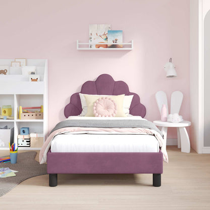 Bedframe voor kinderen met hoofdbord Paars 80 x 160 cm Fluweel