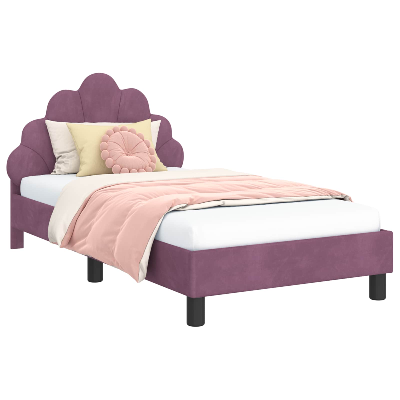 Bedframe voor kinderen met hoofdbord Paars 80 x 160 cm Fluweel