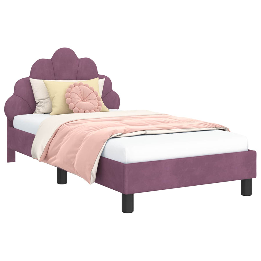 Bedframe voor kinderen met hoofdbord Paars 80 x 160 cm Fluweel