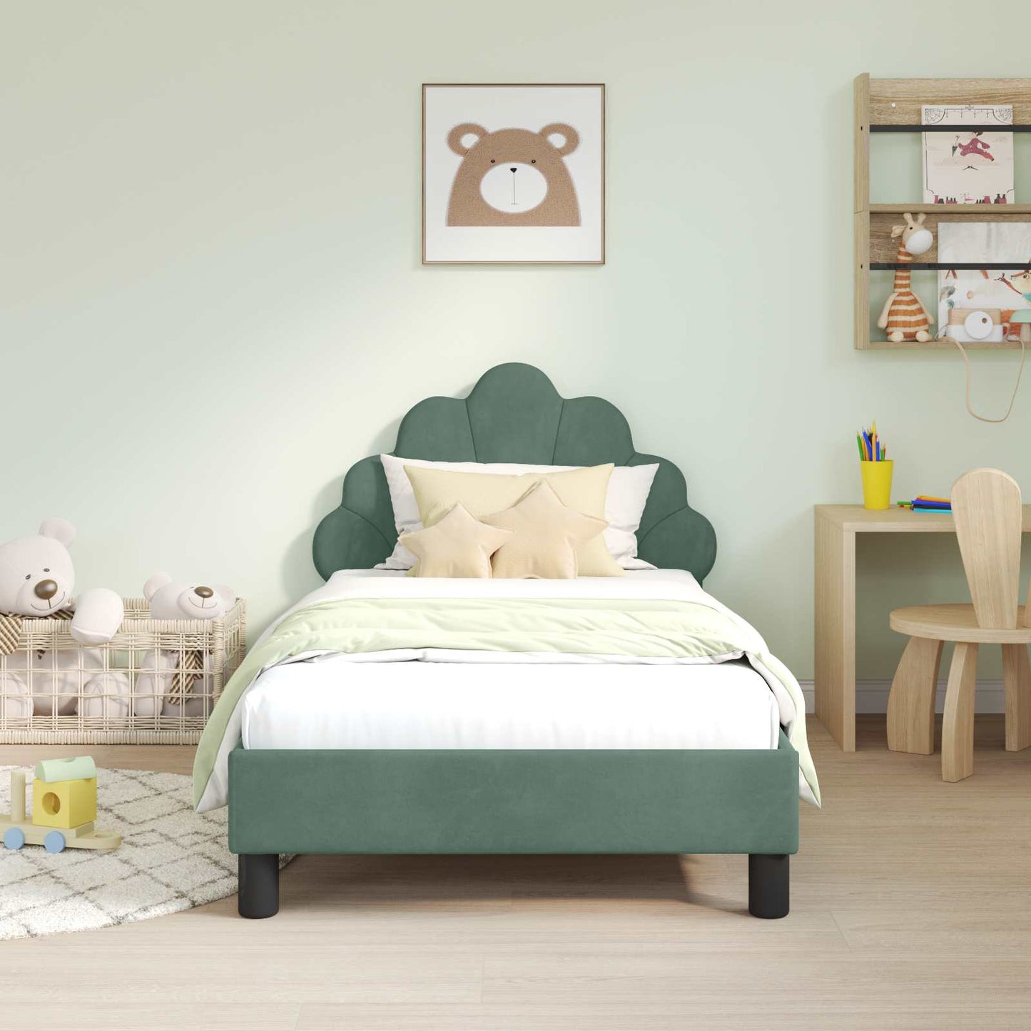 Bedframe voor kinderen met hoofdbord Zeegroen 80 x 160 cm