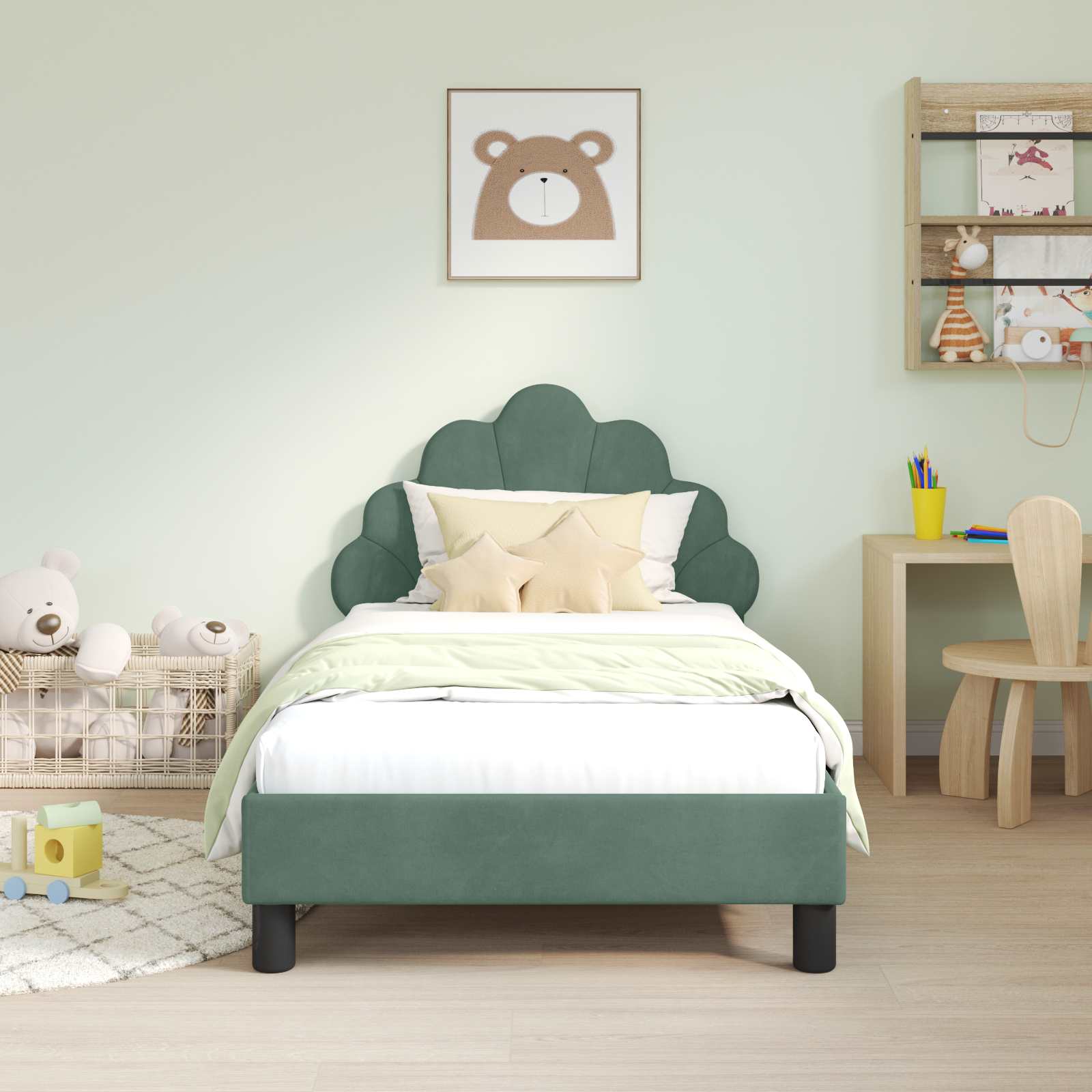 Bedframe voor kinderen met hoofdbord Zeegroen 80 x 160 cm
