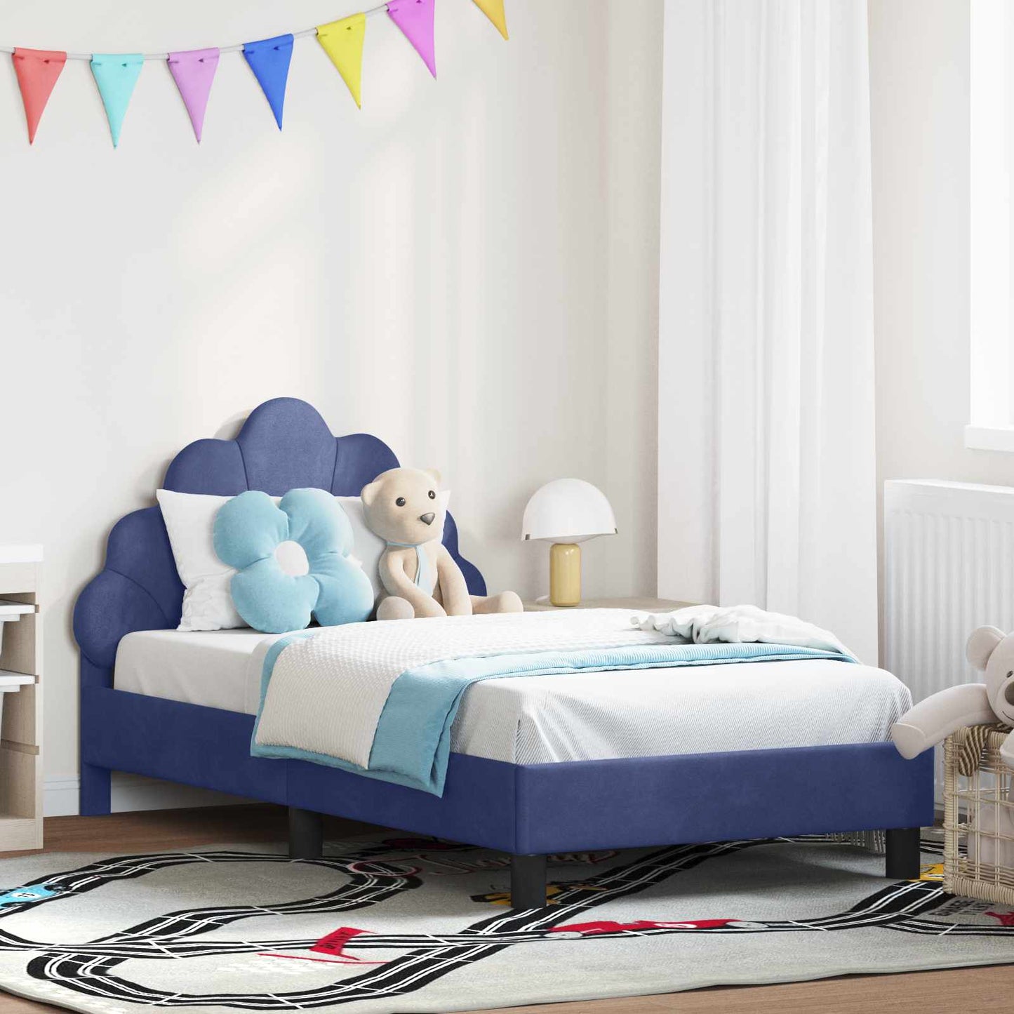 Bedframe voor kinderen met hoofdbord Politieblauw 80 x 160 cm