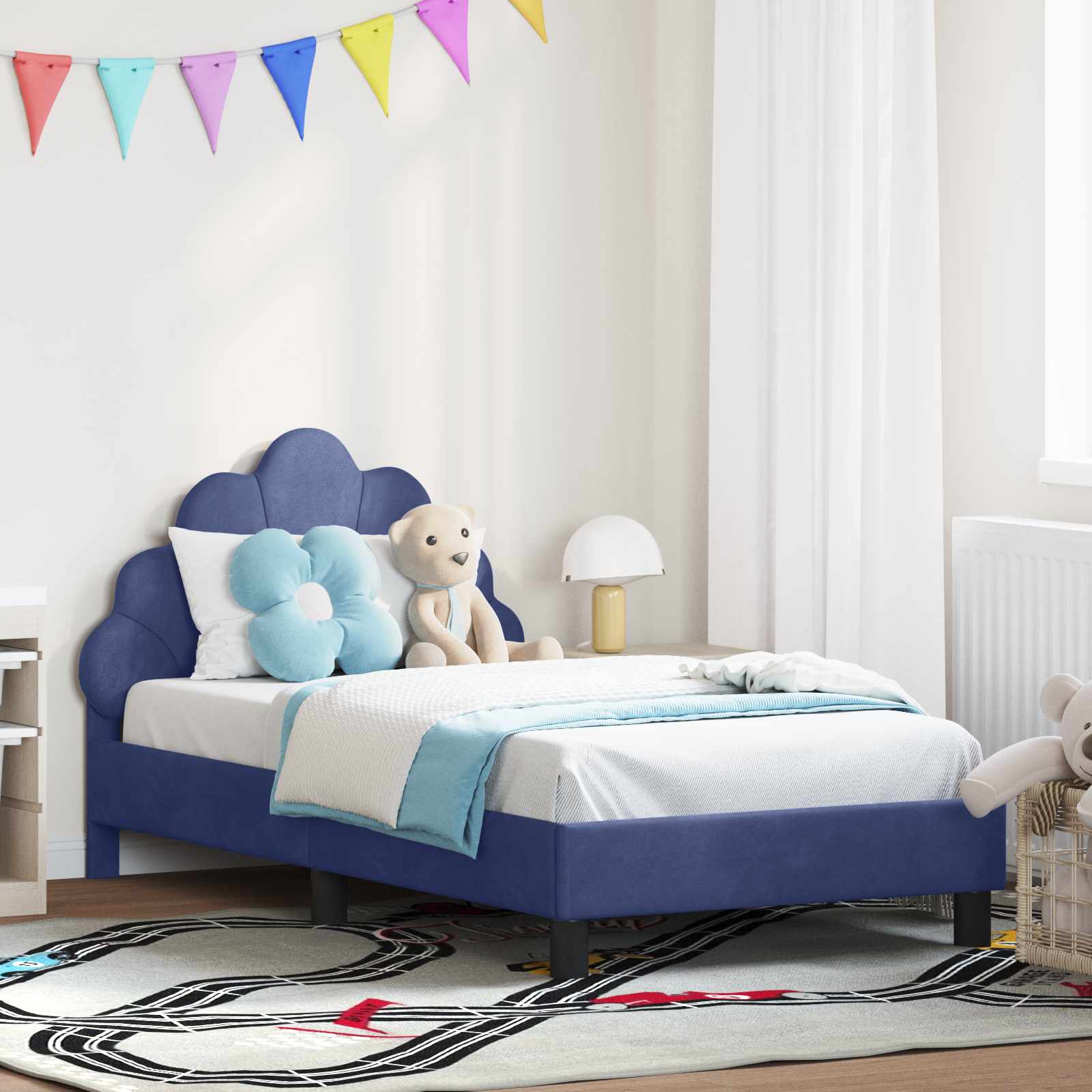 Bedframe voor kinderen met hoofdbord Politieblauw 80 x 160 cm