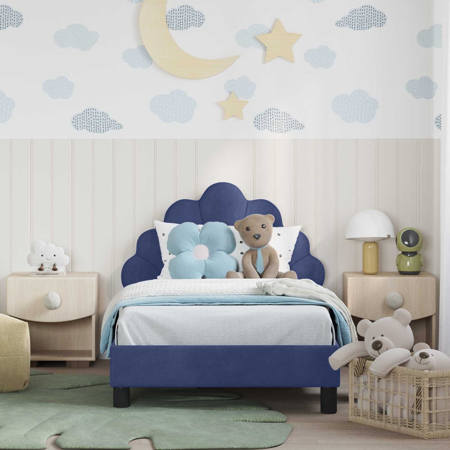 Bedframe voor kinderen met hoofdbord Politieblauw 80 x 160 cm