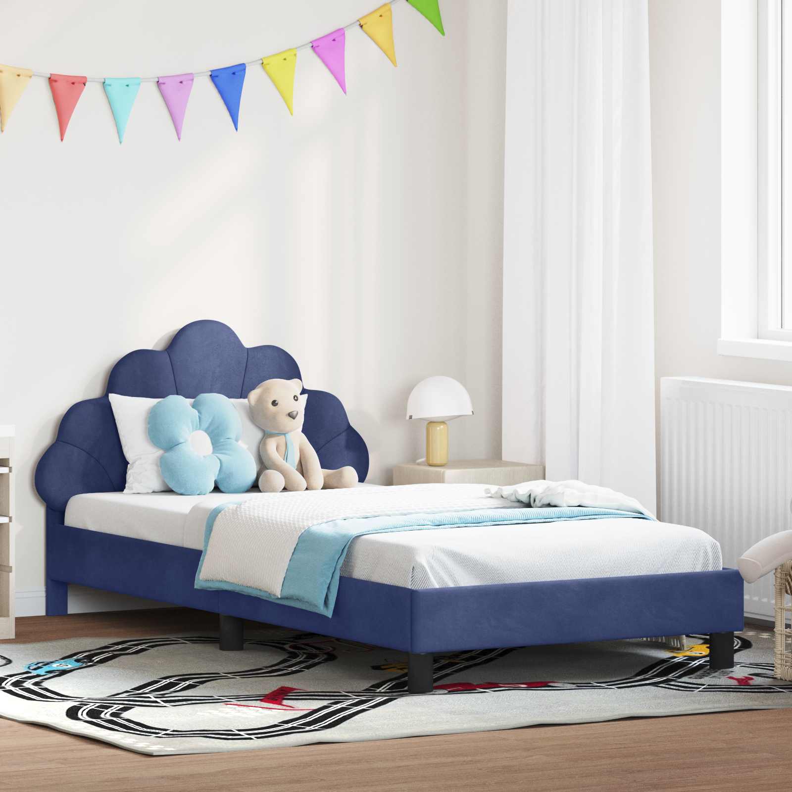 Bedframe voor kinderen met hoofdbord Politieblauw 80 x 200 cm