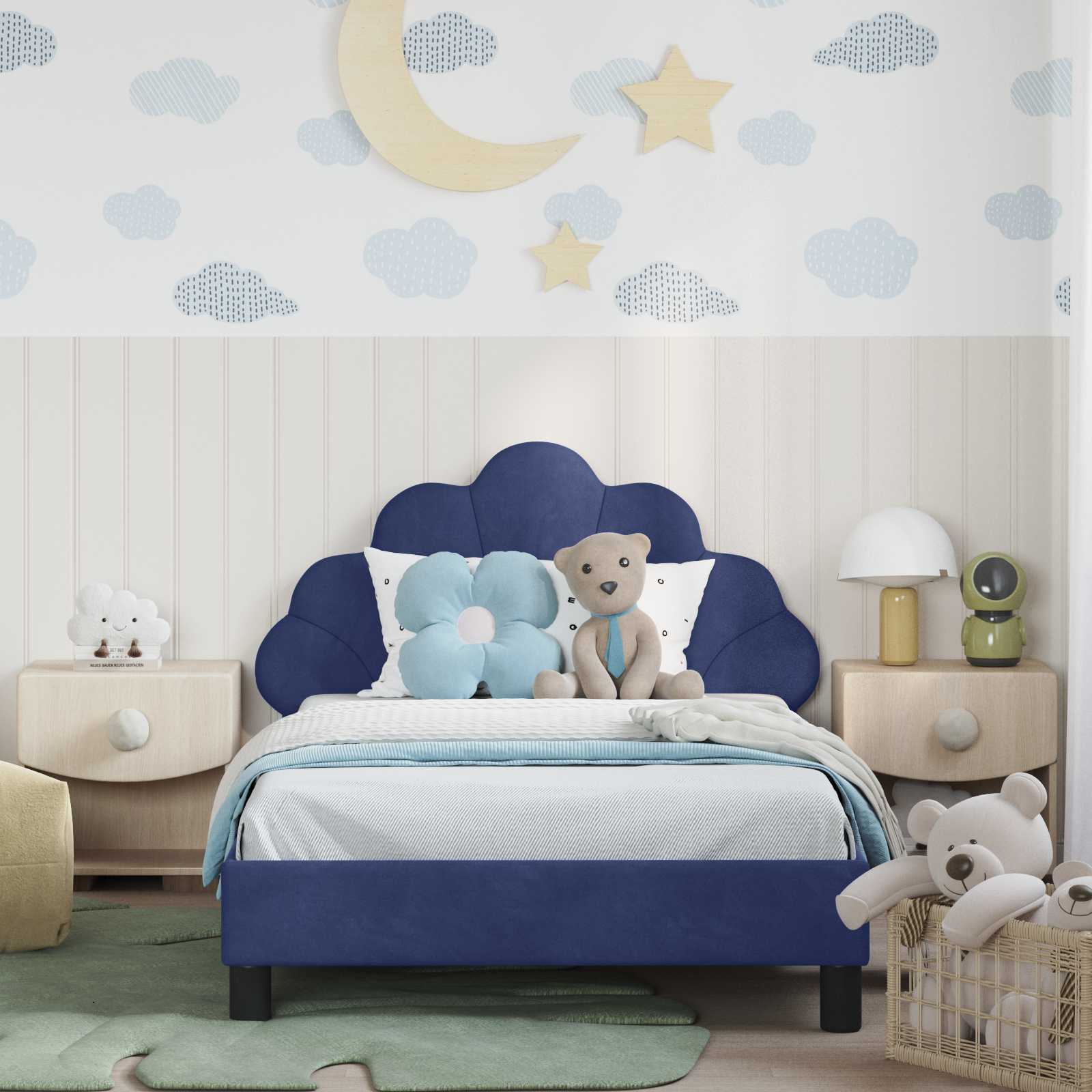 Bedframe voor kinderen met hoofdbord Politieblauw 80 x 200 cm