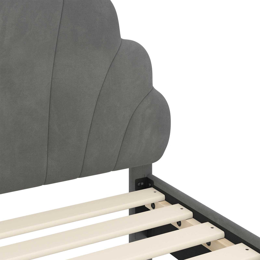 Bedframe voor kinderen met hoofdbord Donkergrijs 90 x 190 cm