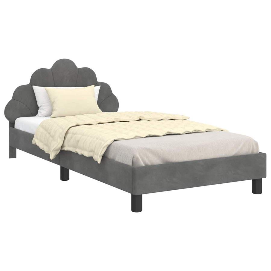 Bedframe voor kinderen met hoofdbord Donkergrijs 90 x 190 cm