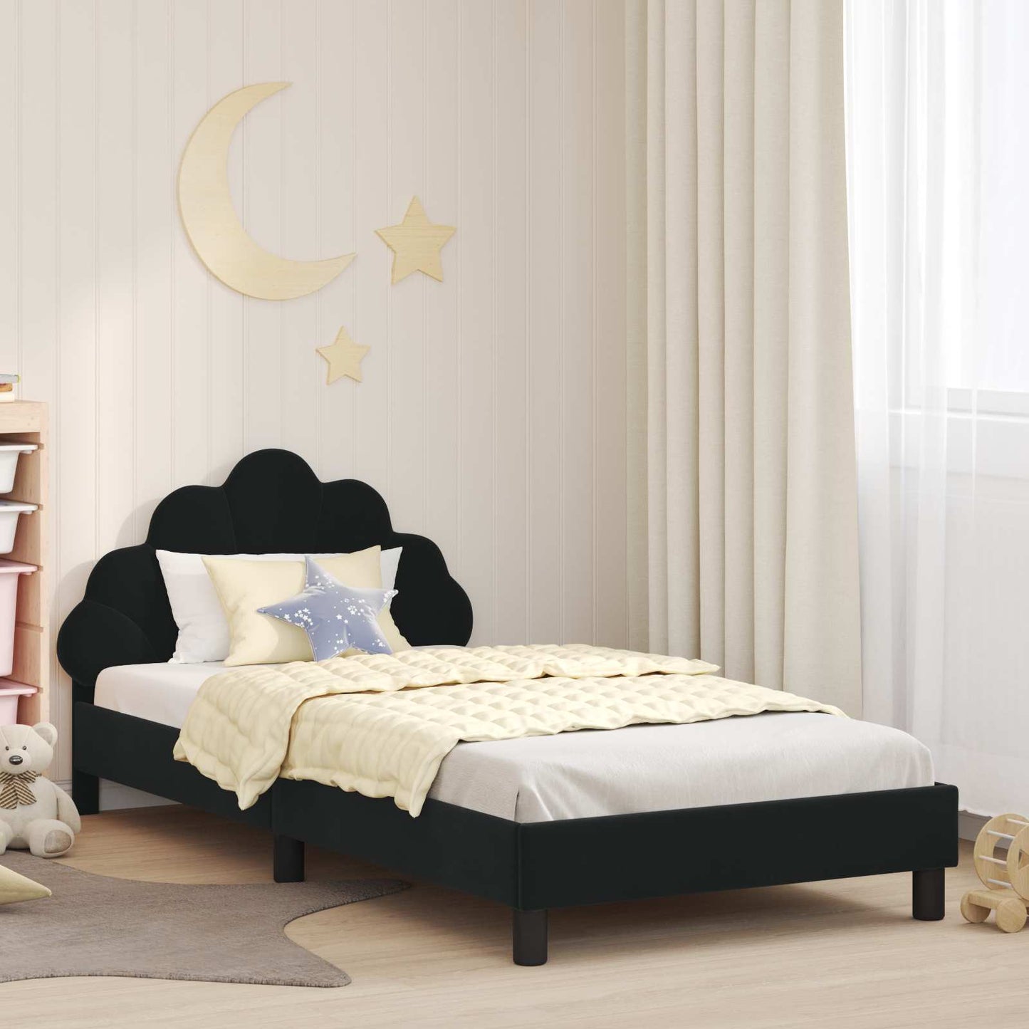 Bedframe voor kinderen met hoofdbord Zwart 90 x 190 cm Fluweel