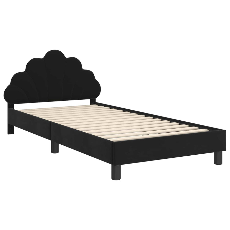 Bedframe voor kinderen met hoofdbord Zwart 90 x 190 cm Fluweel