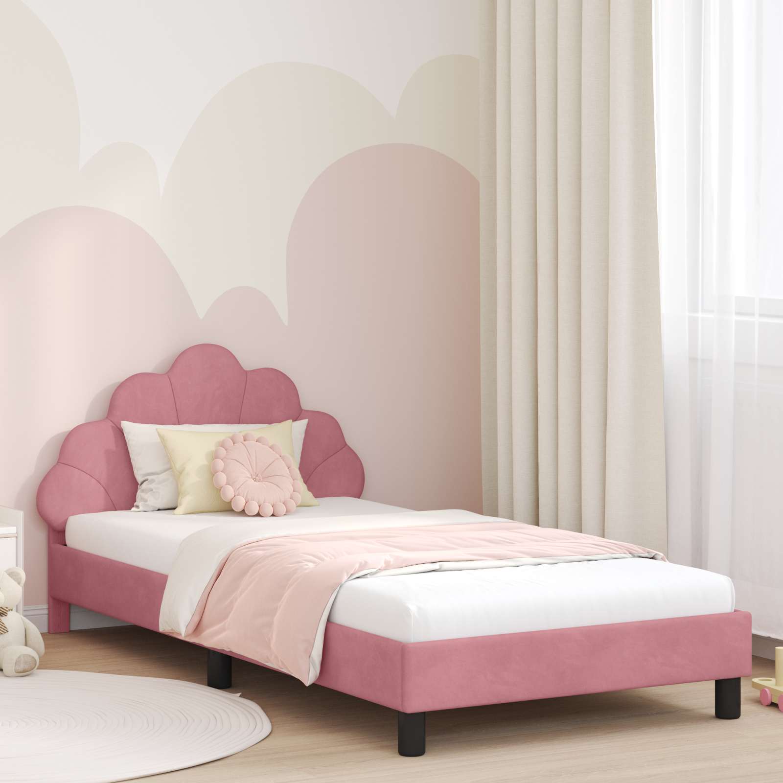 Bedframe voor kinderen met hoofdbord Roze 90 x 190 cm Fluweel