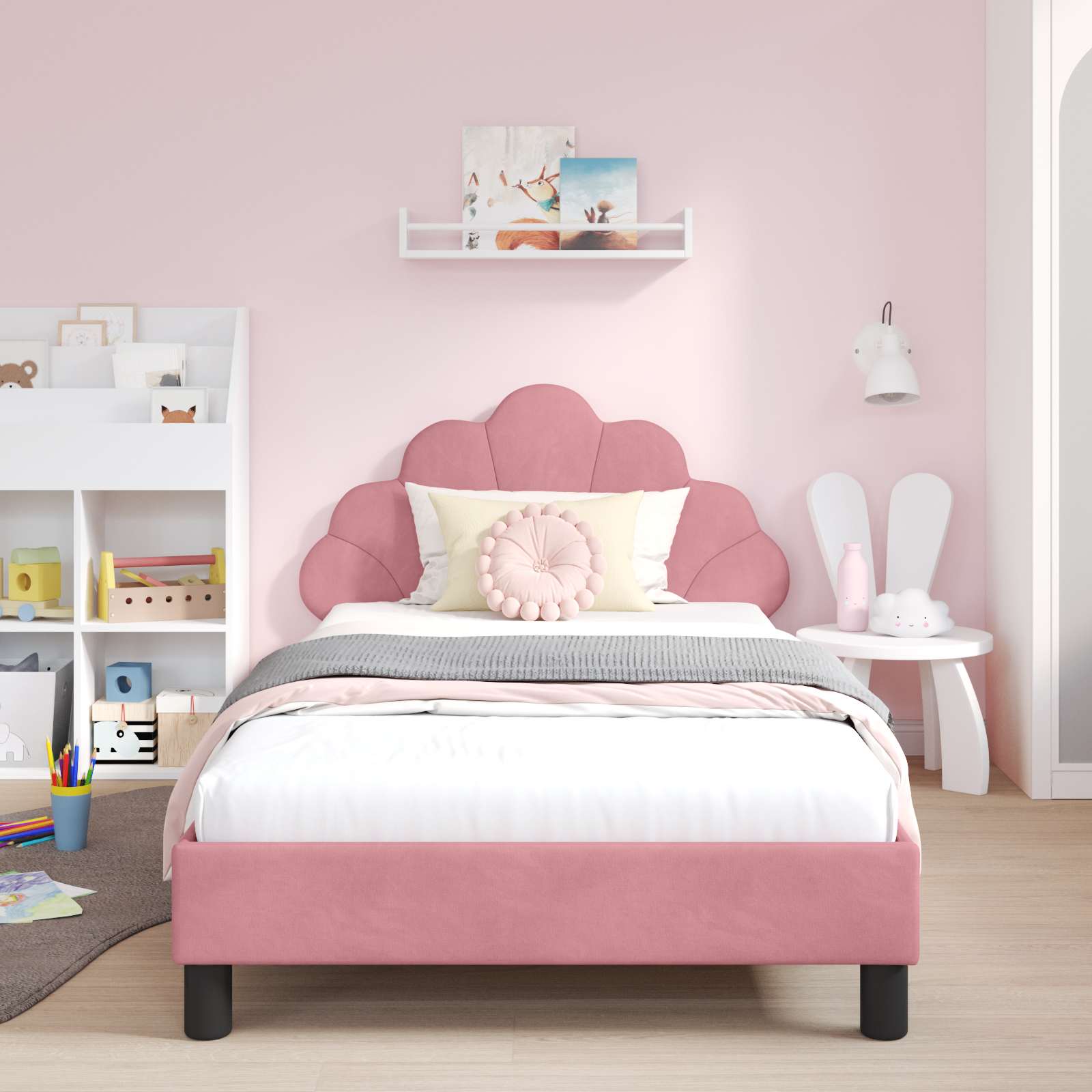 Bedframe voor kinderen met hoofdbord Roze 90 x 190 cm Fluweel