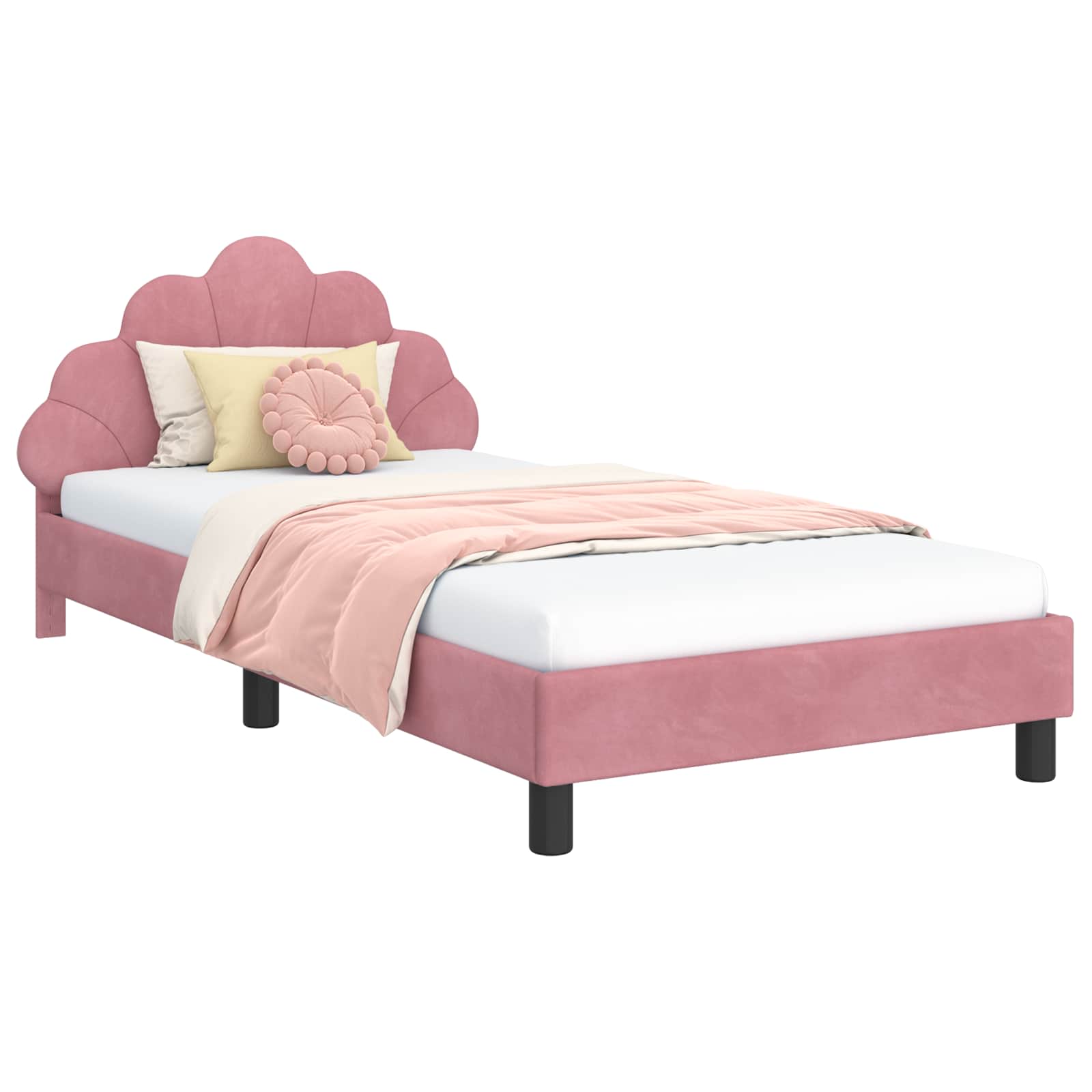 Bedframe voor kinderen met hoofdbord Roze 90 x 190 cm Fluweel
