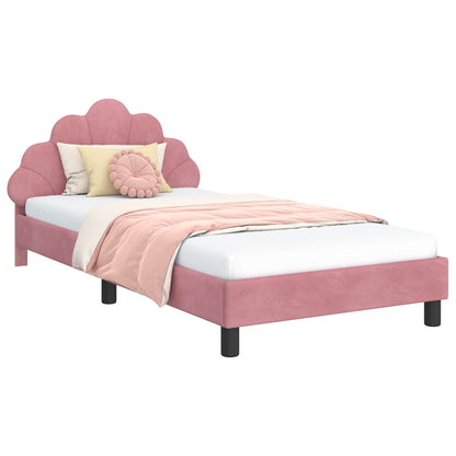 Bedframe voor kinderen met hoofdbord Roze 90 x 190 cm Fluweel