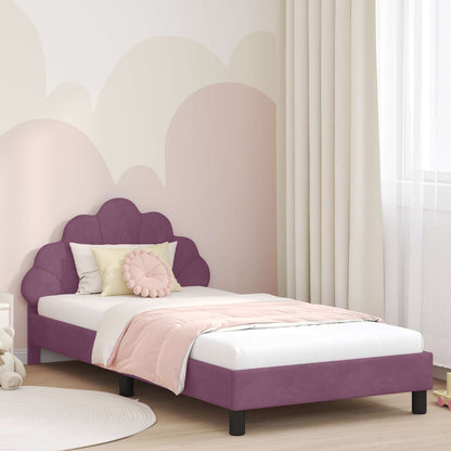 Bedframe voor kinderen met hoofdbord Paars 90 x 190 cm Fluweel