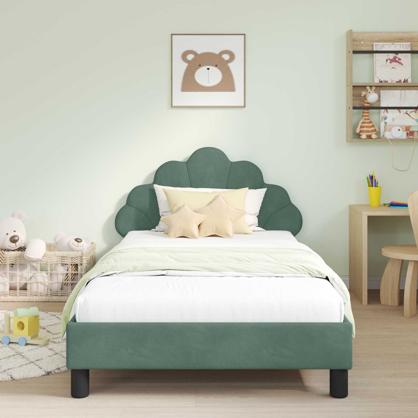 Bedframe voor kinderen met hoofdbord Zeegroen 90 x 190 cm