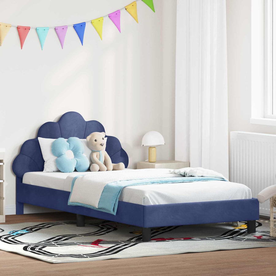 Bedframe voor kinderen met hoofdbord Politieblauw 90 x 190 cm