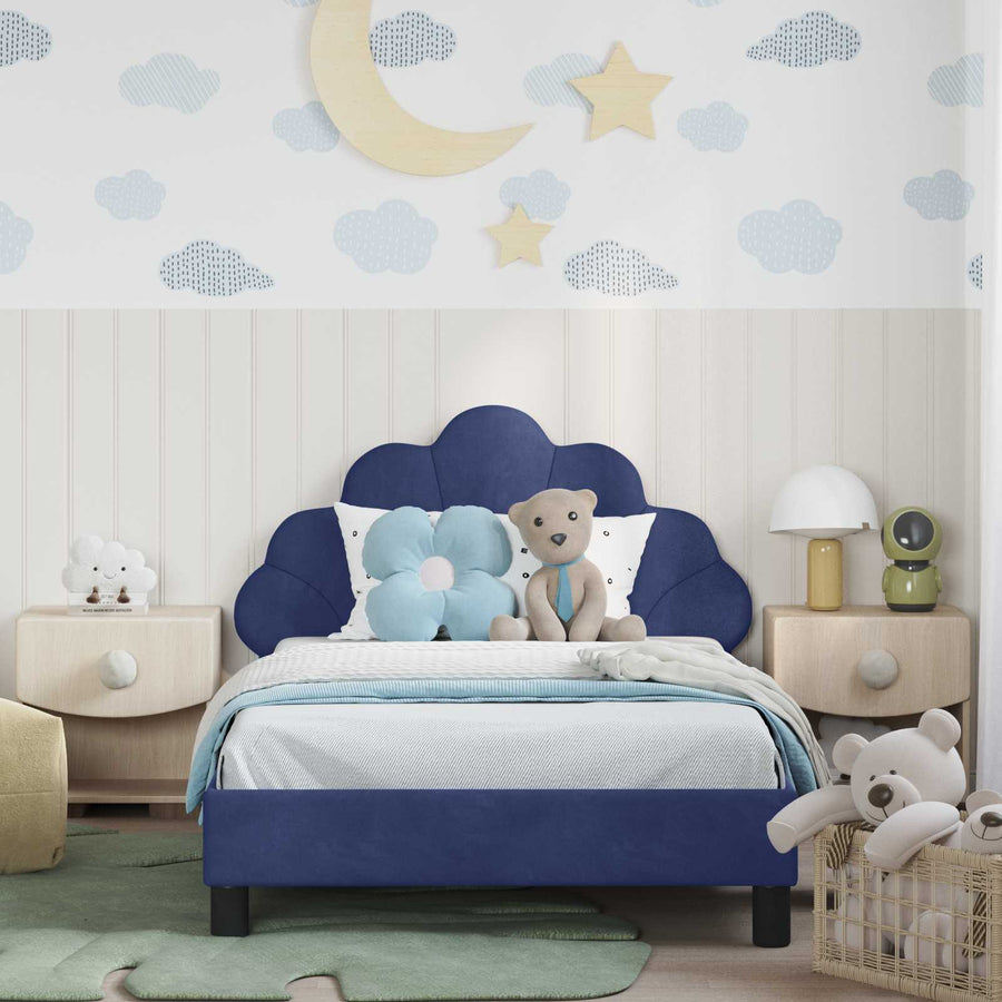 Bedframe voor kinderen met hoofdbord Politieblauw 90 x 190 cm